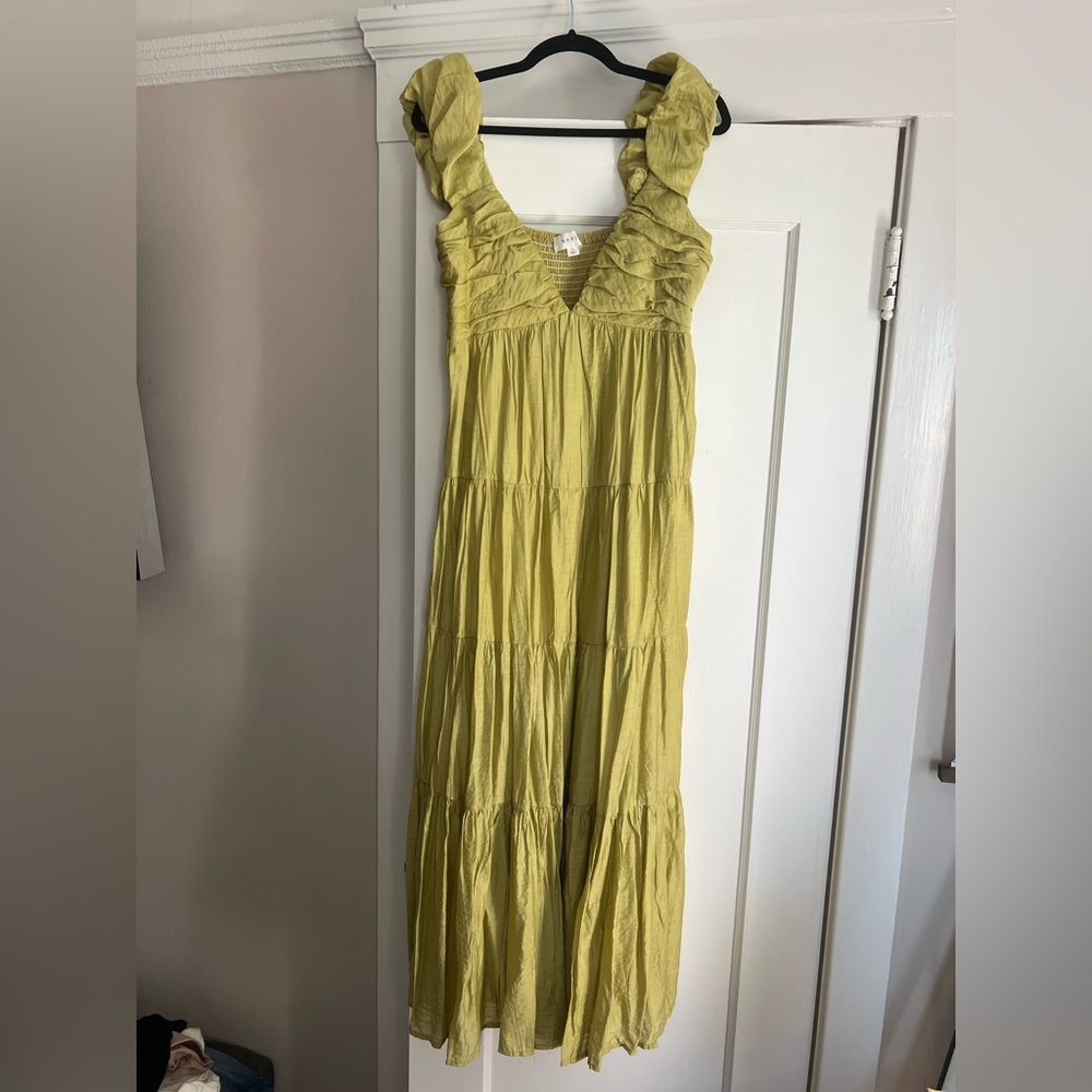 Yellow Tiered Maxi Dress with Ruffle Straps